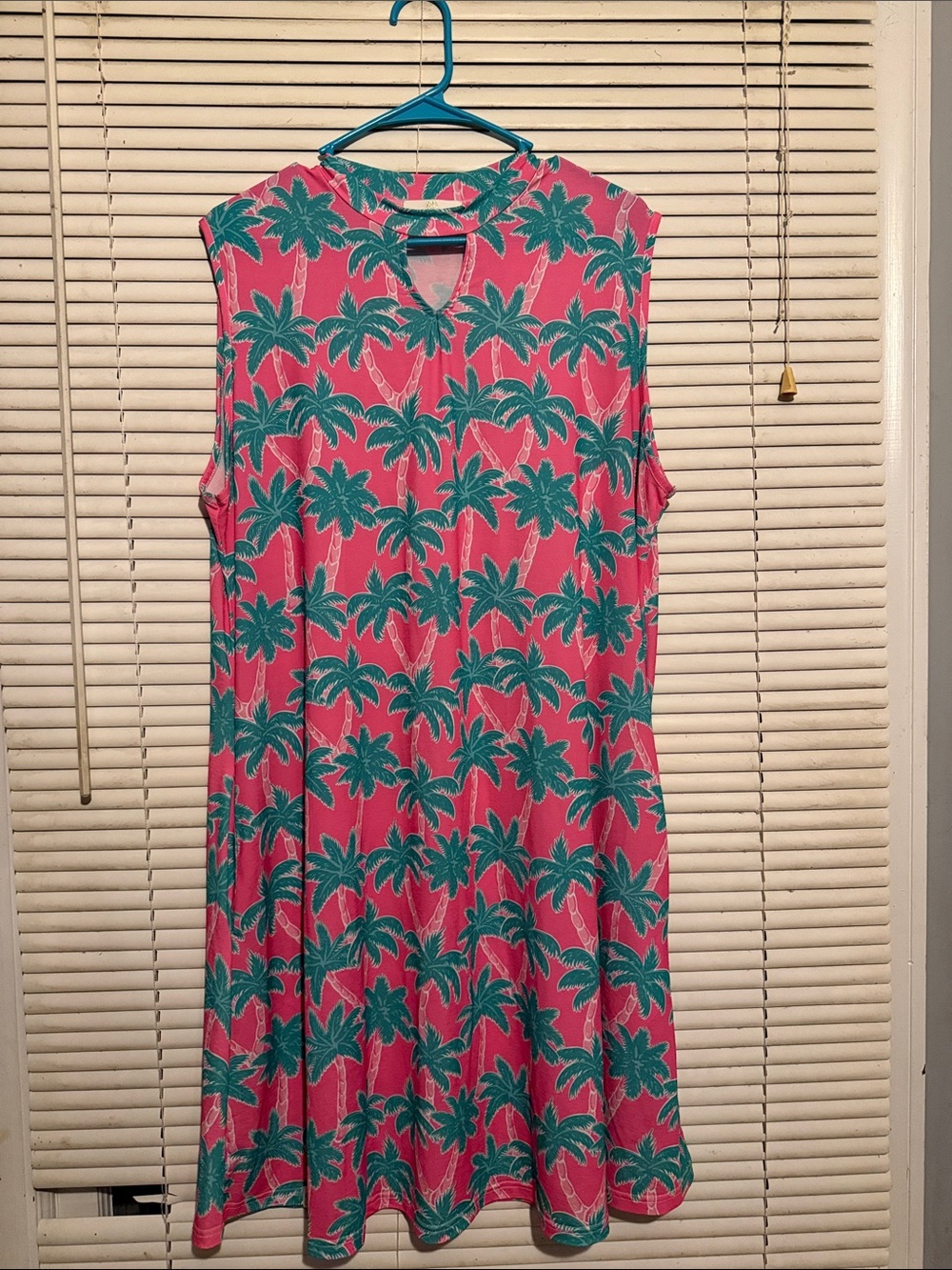Simply Southern Pink Midi Dress with Teal Palm Print